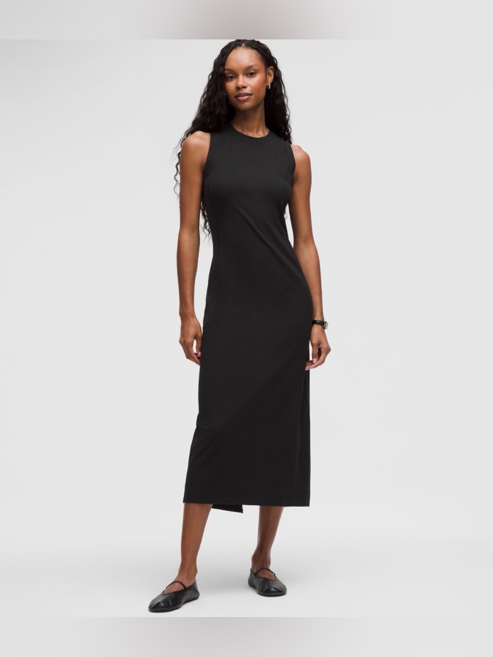 Lululemon All Aligned Ribbed Midi Dress Black Size 12 NWT